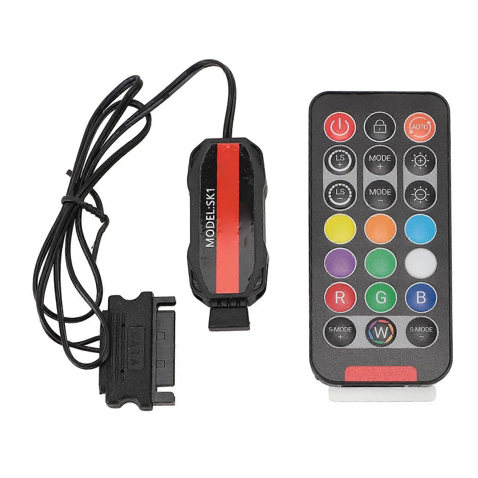 ARGB PC Fan Controller Kit 21 Keys Serial ATA Power Controller for 5V 3 Pin PC Rainbow LED Strip