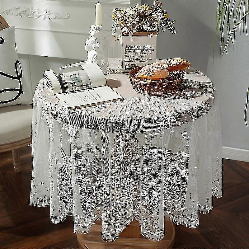 Ins Style Party Party White Lace Retro Hollow Round Tablecloth Tablecloth