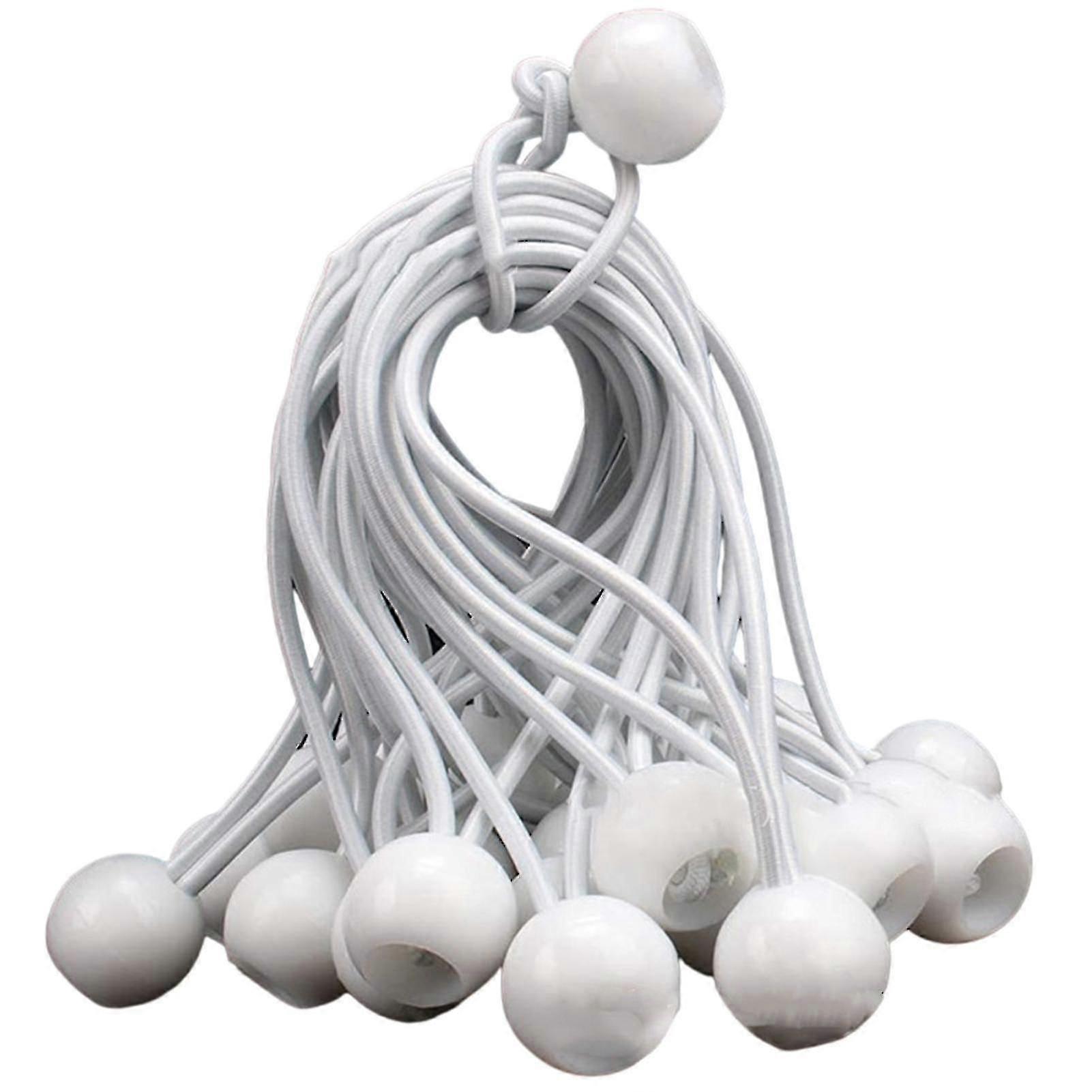 30pcs Portable Ball Bungee Cords Multifunctional Reusable Elastic Fixed Rope For Tent Tarp,white 15cm