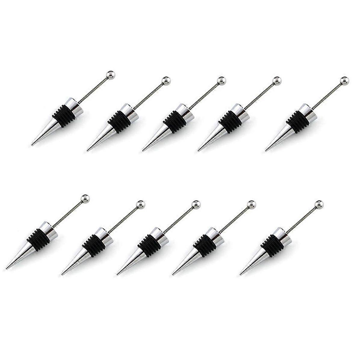 10Pcs Gadget Add a Bead Rhinestone Lampwork Decorative Beaded Wine Bottle Stopper Zinc Alloy Silver Beadable Bottle Sto