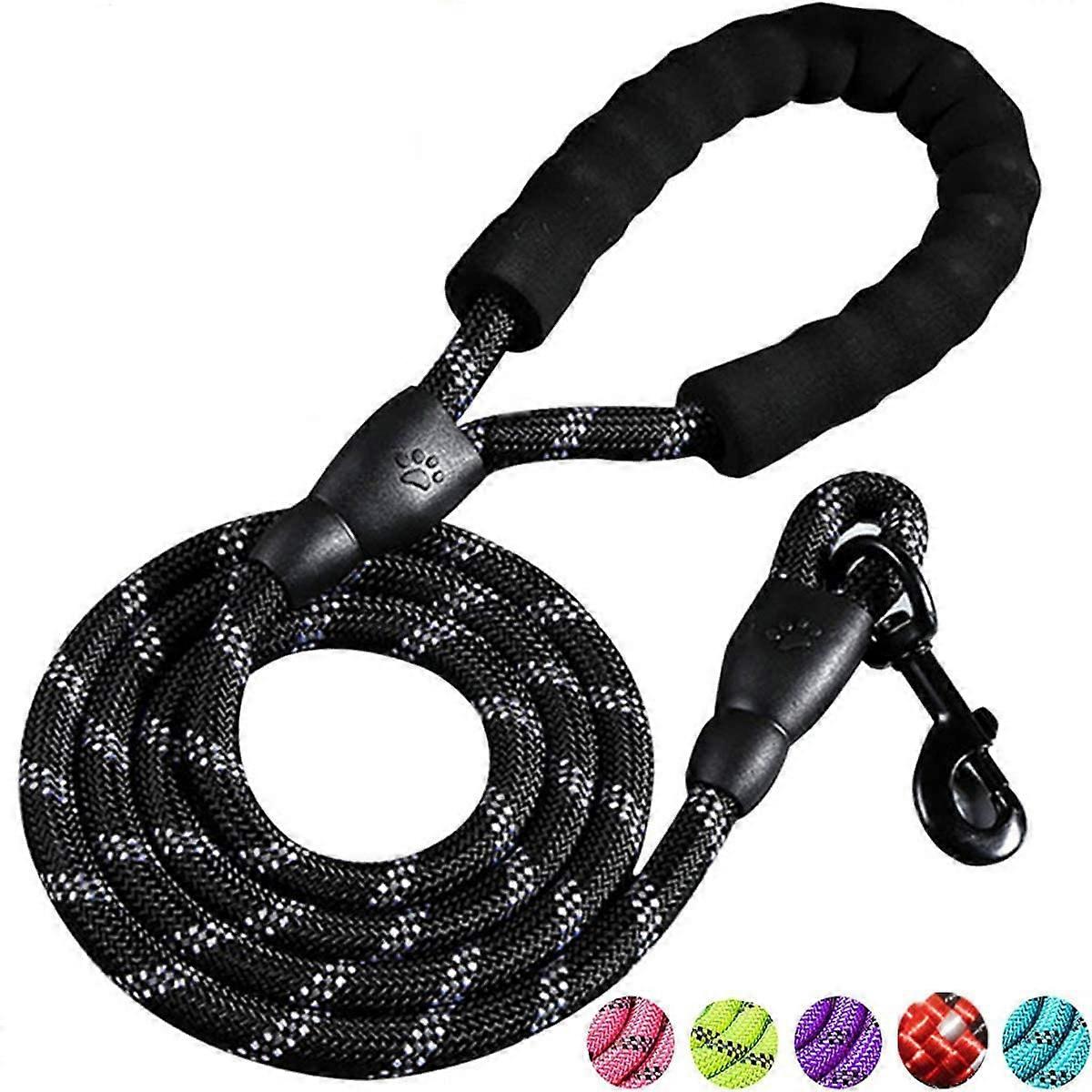 Dog Leash with Poop Bag, 5 FT Heavy Duty Leash, Padded Handle, Reflective Threads for Small, Medium, Large Dogs