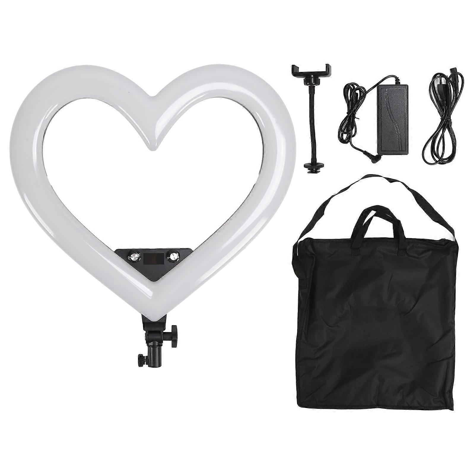 19inch LED Ring USB Rechargable RGB Colorful Heart Shaped Fill Light for Live Broadcast EU Plug 100‑240V
