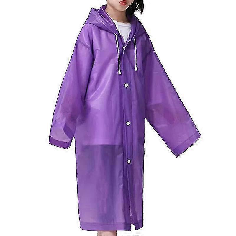 Kids Solid Sheer Raincoat Showerproof Hooded Jacket Poncho Rain Coat