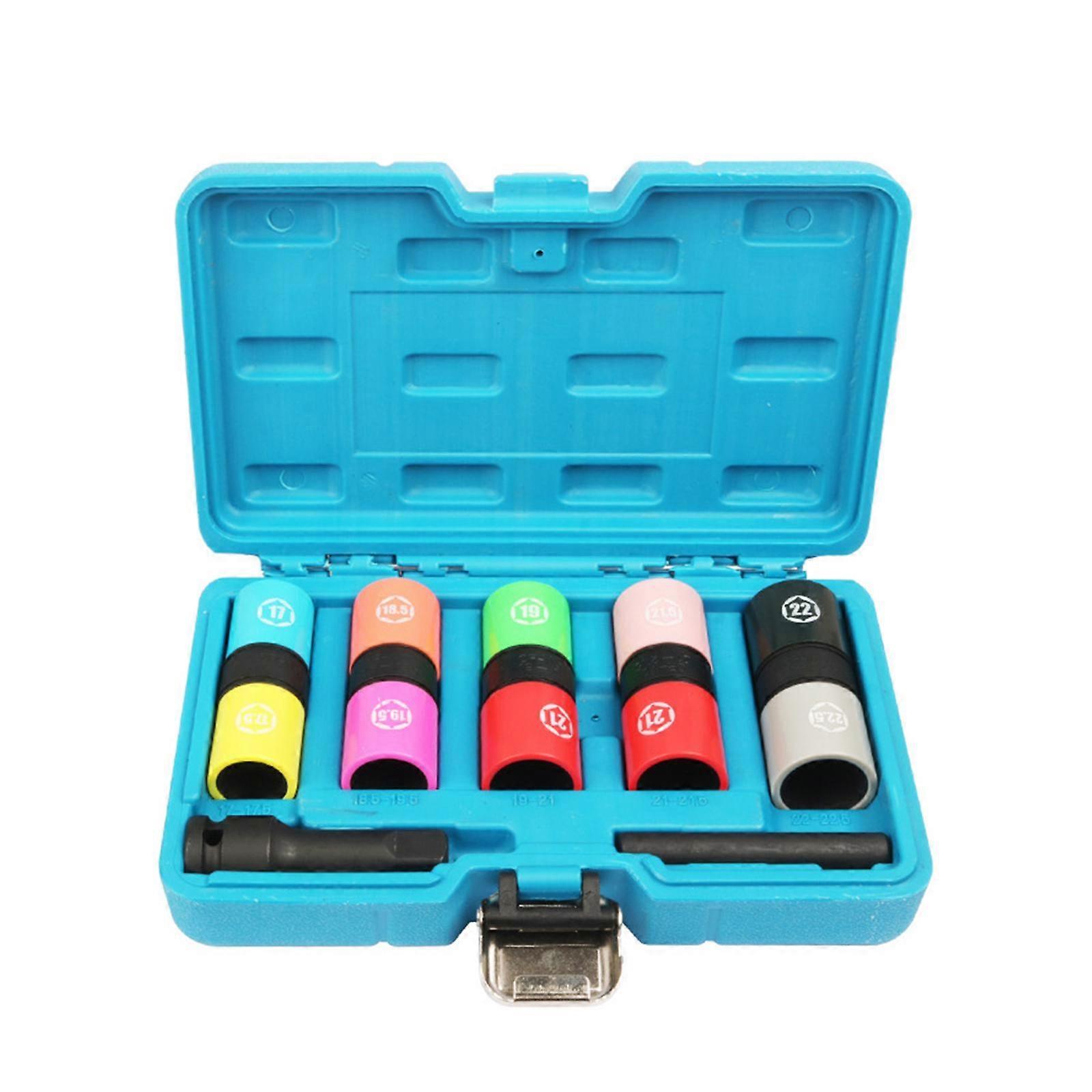 7 Pieces Half Size Lug Nut Flip Socket Set Protective Sleeve Metric Size