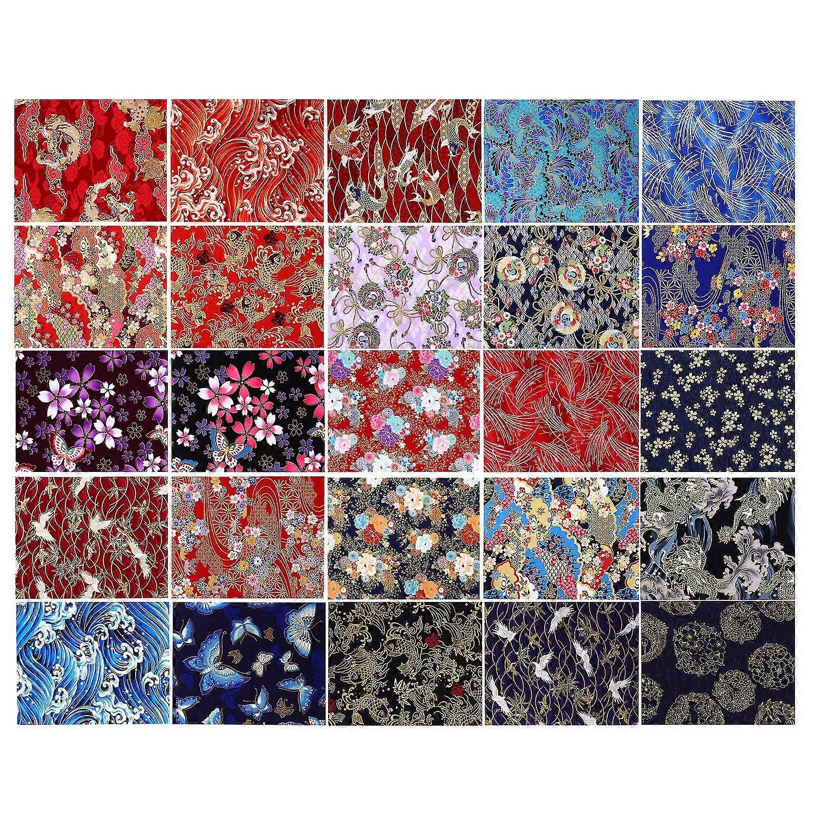 25 Sheets Diy Craft Sewing Cotton Fabric Patchwork Floral Bronzing Fabric
