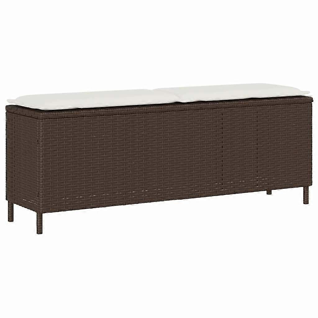 带靠垫的花园长凳 棕色 110x30x40.5 cm 涤纶藤