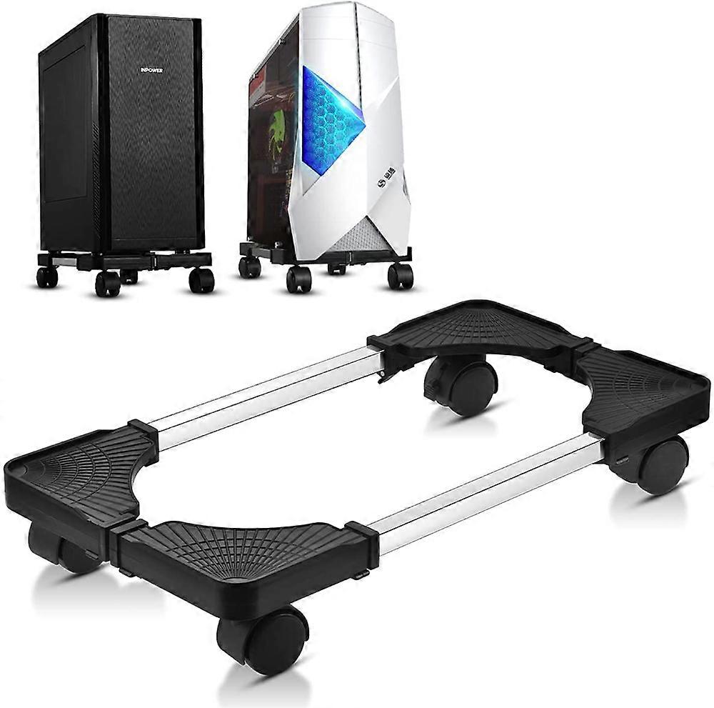 PC Computer Tower Stand Holder Adjustable Mobile CPU Stand with 4 Caster Wheels