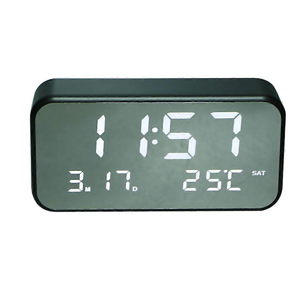 LED Digital with Mirror Surface Design Temperature Calendar USB Clock