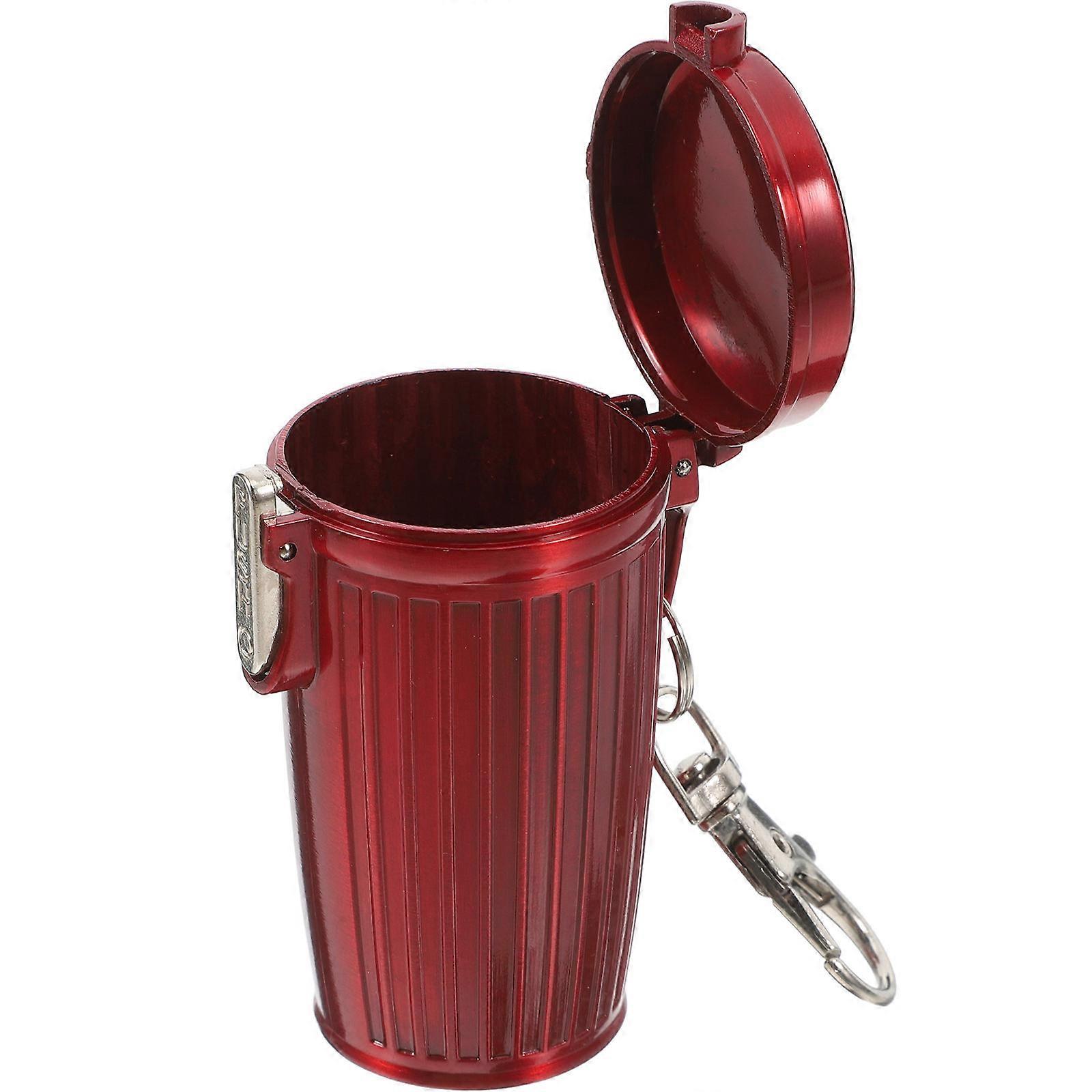 Portable Mini Ashtray with Lid for Outdoor Use Small Sealed Container Red Plastic 2.36 Inches