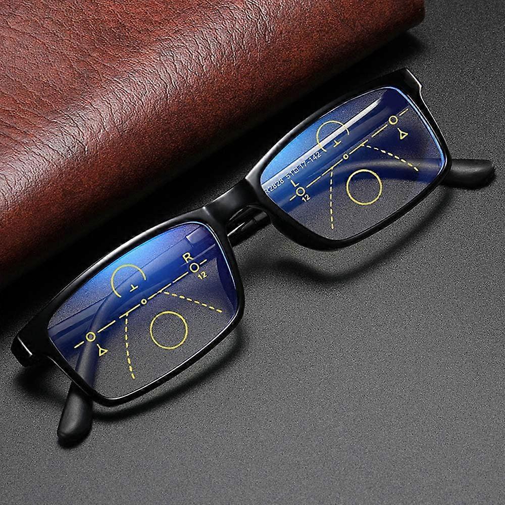 Rectangular Reading Glasses Progressive Multifocus Computer Reading Glasses Blue Light Blocking Readers Black Eyeglasses (Size : 2.5)