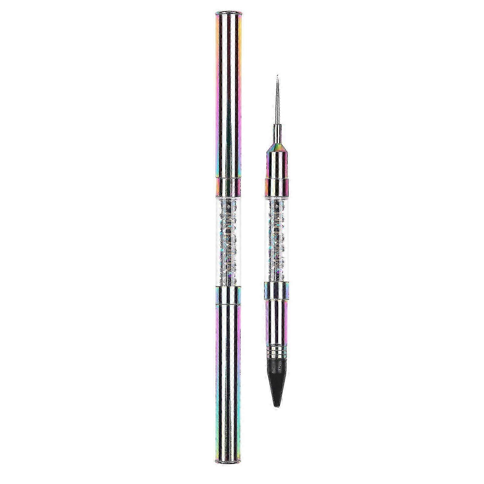 Colorful Coated Nail Art Pen with Rounded Tip for Gradual Color Transition and Point Drilling Wax Brush