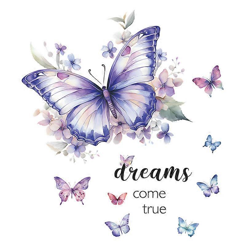Painted butterfly home decor wall sticker, purple