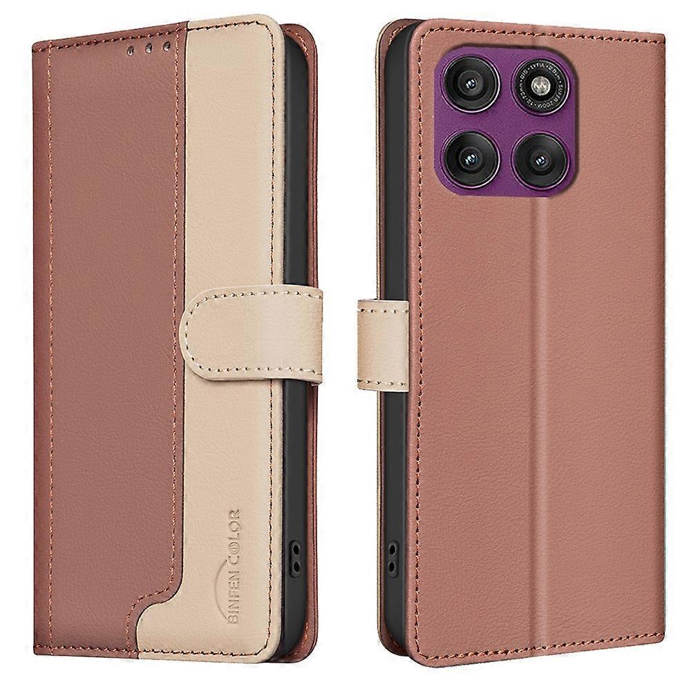 BINFEN COLOR BF33 For Motorola Edge 60 Pro 5G Leather Case Splicing Color RFID Blocking Wallet Stand