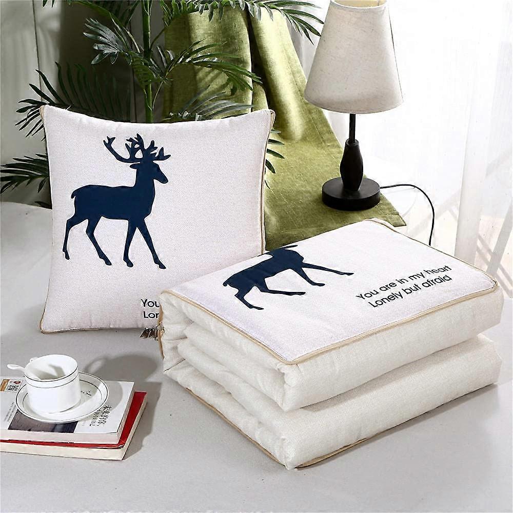 Cushion Blanket 2-in-1 Travel Blanket and Pillow, Soft Warm Quilt for Sofa Bed and Office Chair, Neck Support Mat