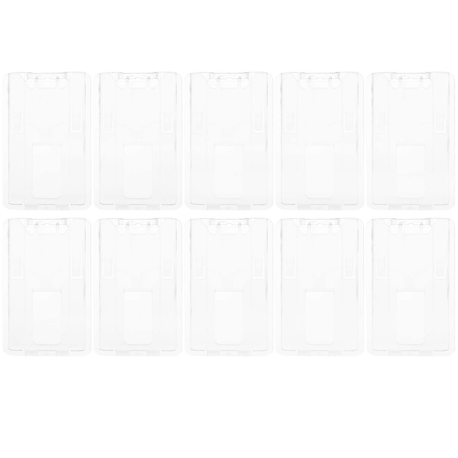 White Plastic ID Card Holder with Hole Design for Secure Storage 10pcs