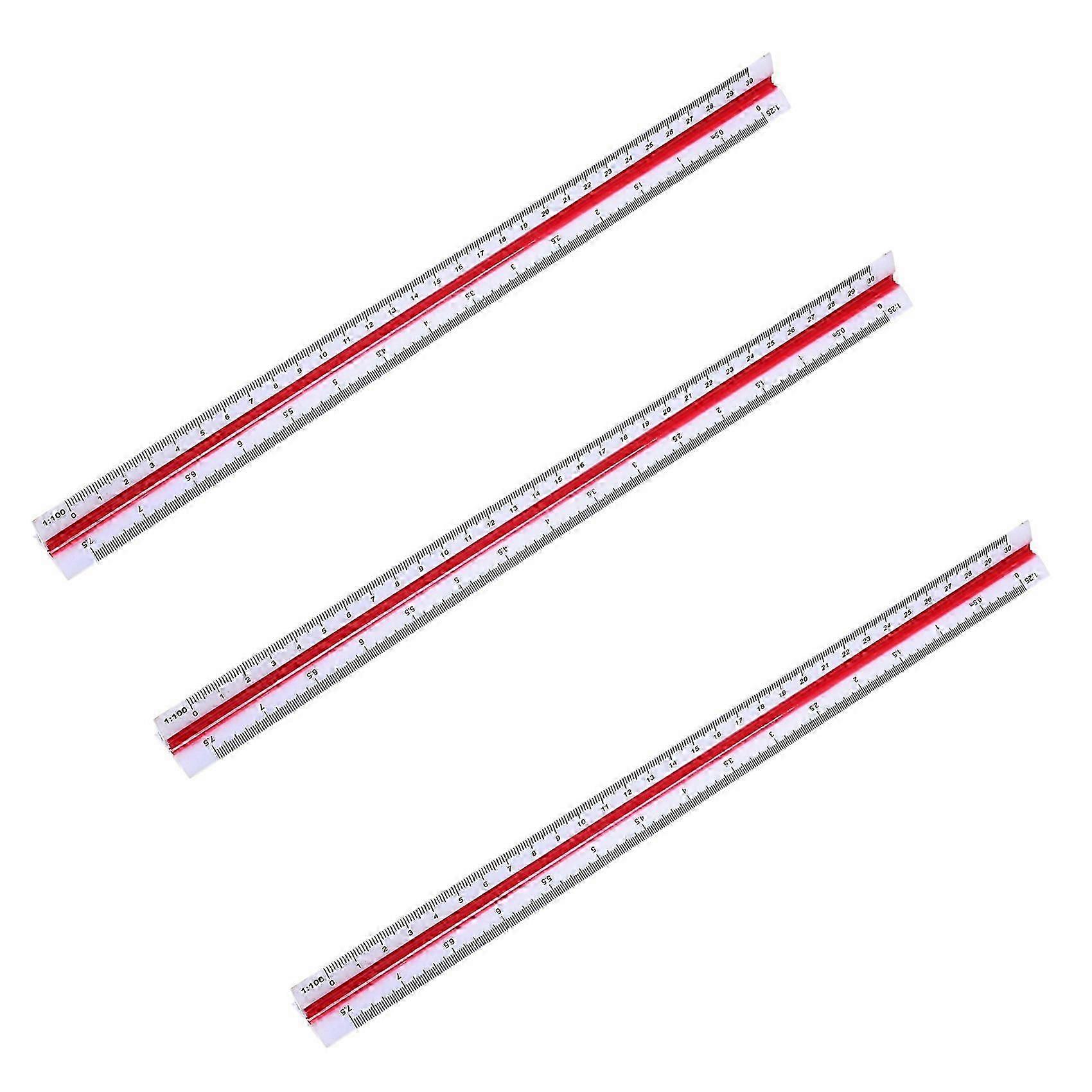 3pcs 1:20 1:25 1:50 1:75 1:100 1:125 Plastic Triangular Scale Ruler