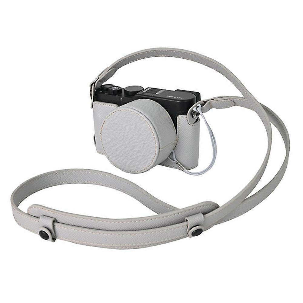 Pour Leica D-Lux 8 Base d’appareil photo avec capuchon d’objectif, bandoulière, étui de protection en cuir PU