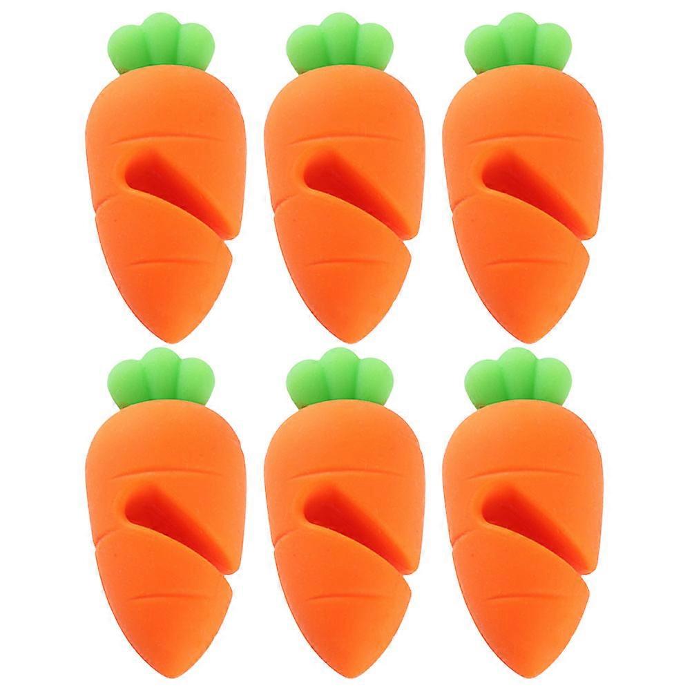 6pcs Heat Resistant Silicone Pot Lid Spill Stoppers – Carrot Shaped Kitchen Accessories to Prevent Boil Overs and Overflow for Pots and Pans