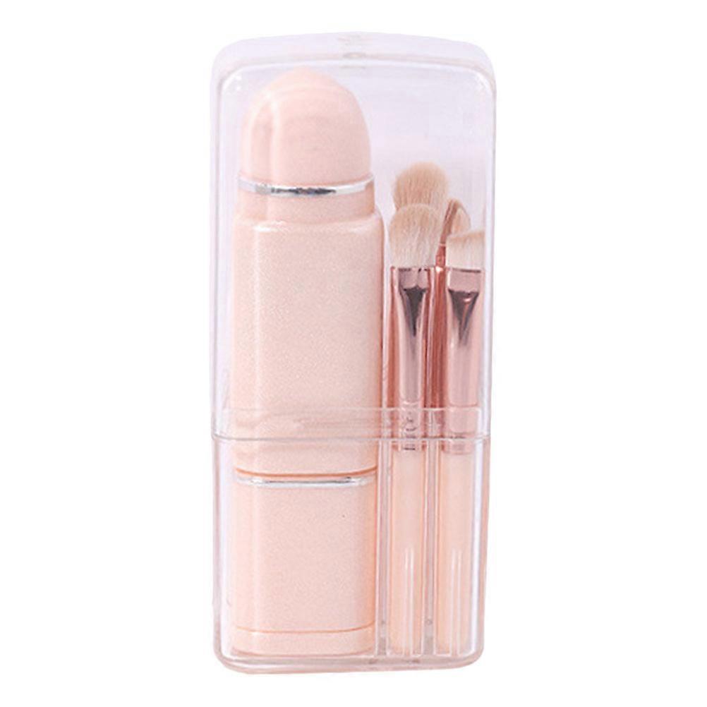 Portable Cosmetics Brush Compact Size Dual Headed Structure Eye Shadow Makeup Pink Color 1Set