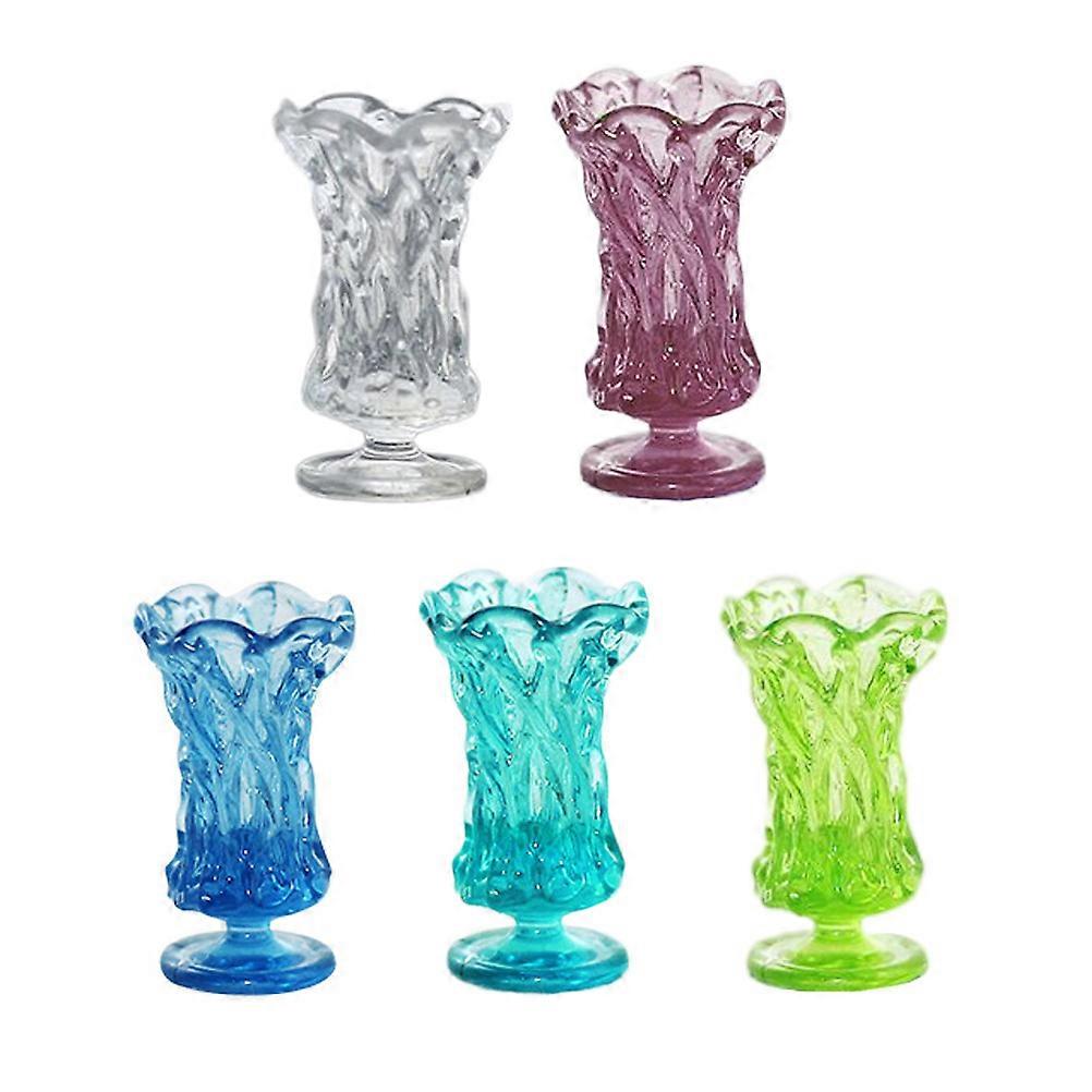 Miniature Flower Vase Resin Material Small Vase Shape Random Color Photo Prop 5Pcs