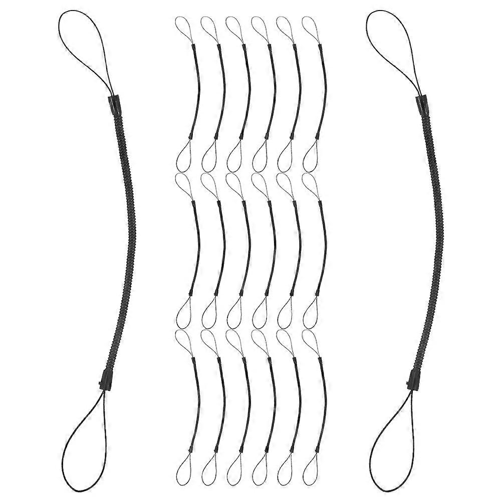Elastic Coil Lanyard For Touch Pens Anti-Lost 20Pcs Black Plastic Spring Shape Simple Design