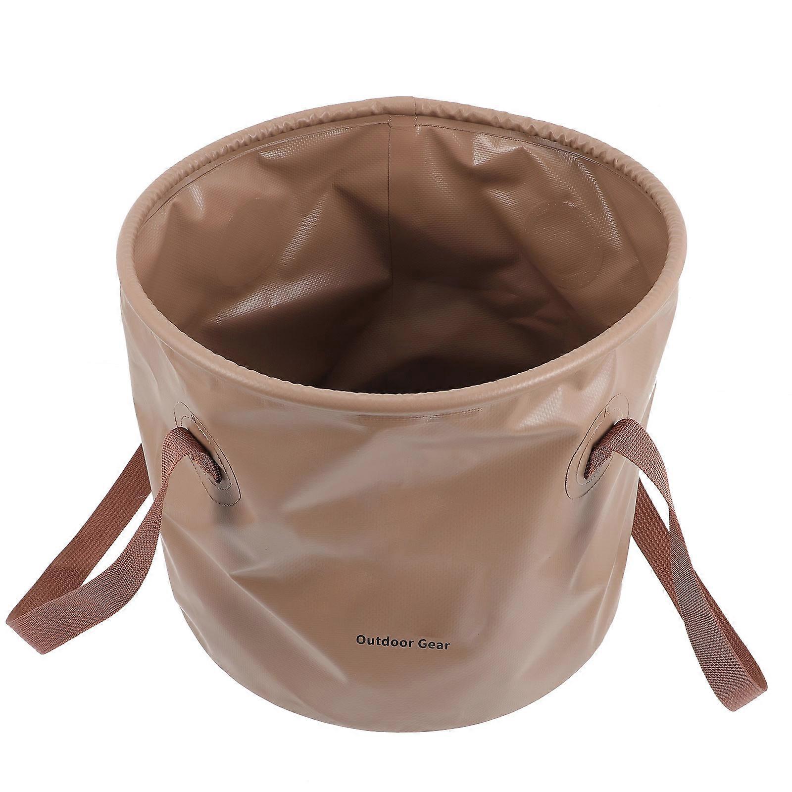 Collapsible 20L Folding Water Bucket with Handle for Camping, Travel, Hiking, Gardening, Outdoor Use, Khaki