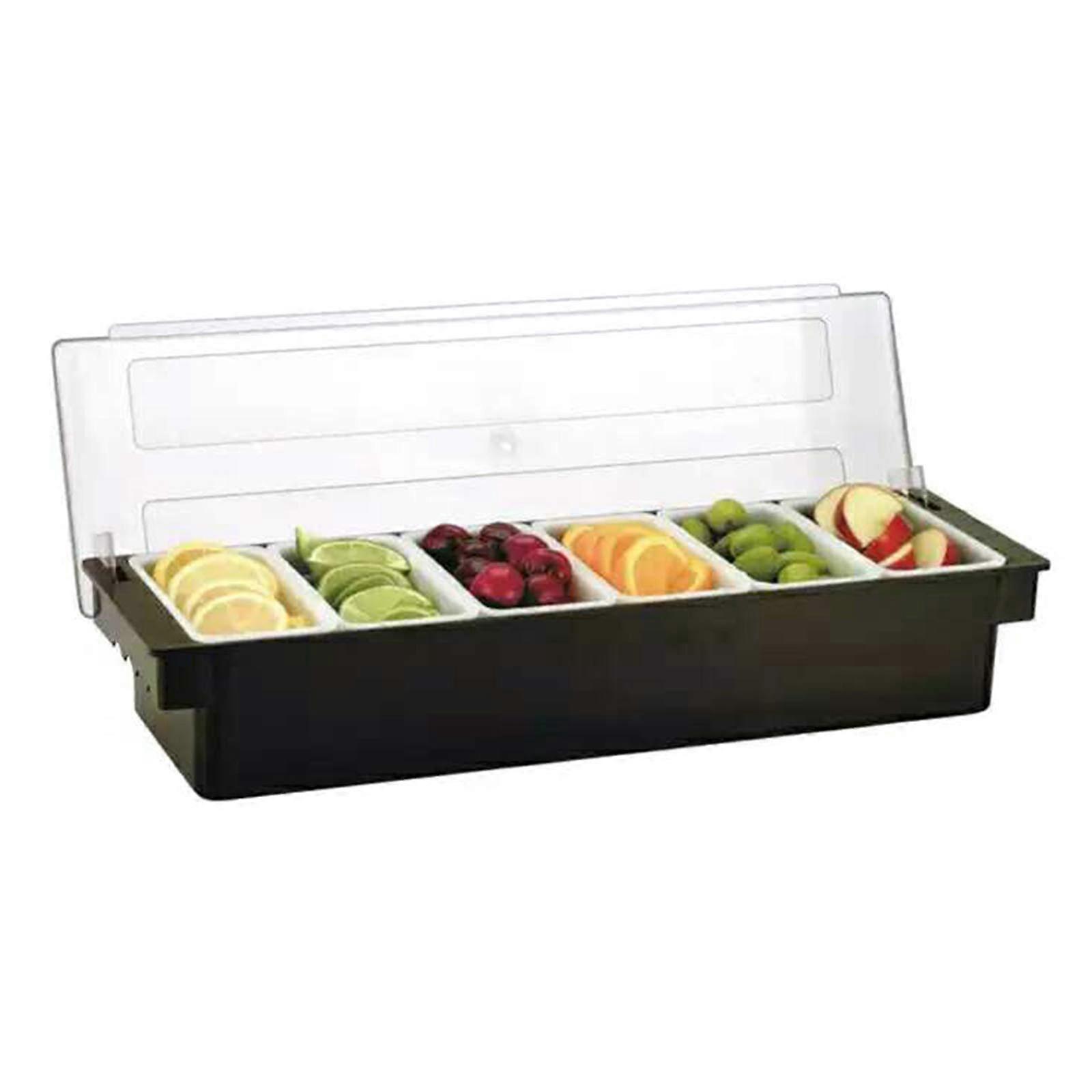 6 Inserts Ingredient Box 200ml Each for Cafeteria Display, Black