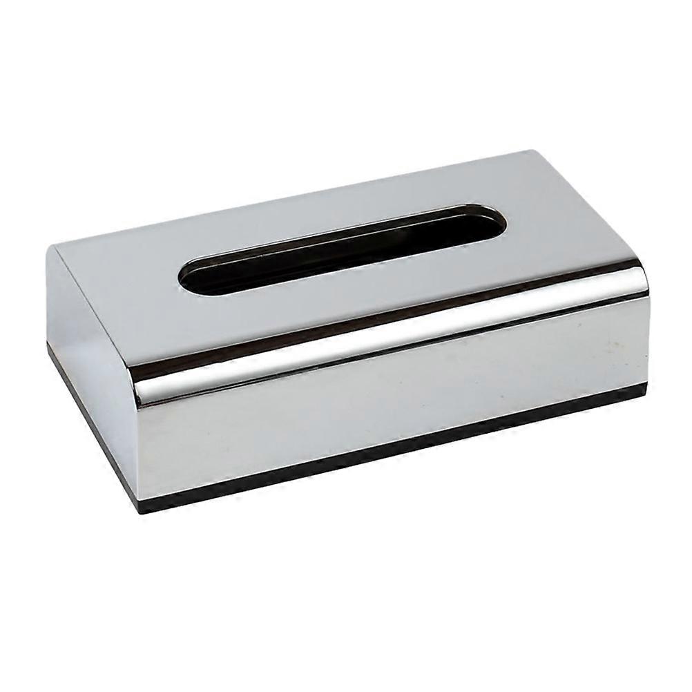 Tissue Box With Lid Silver Plating Plastic Vanity Tissue Organizer For Home Use Rectangular Shape 1Set
