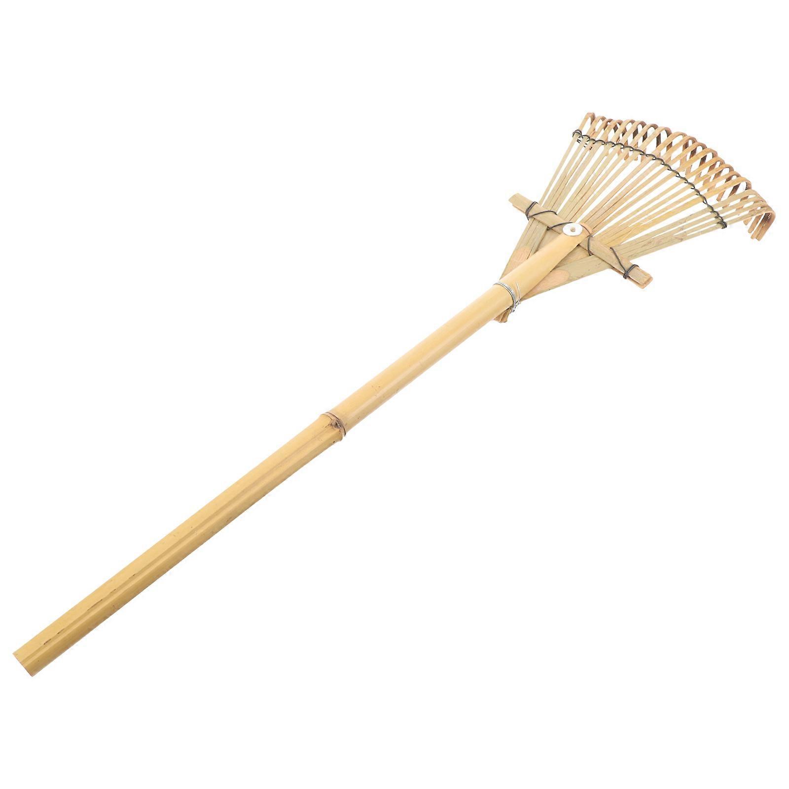 Gardening Rake Hand Tool for Digging and Loosing Soil Made of Wood Beige Color