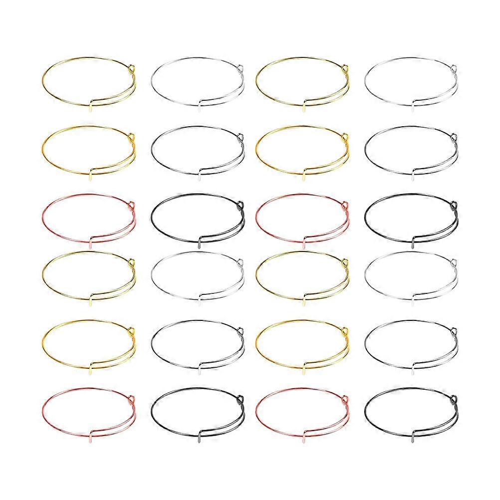 Adjustable Expandable Bangle Metal For DIY Jewelry Making Silver 60Pack