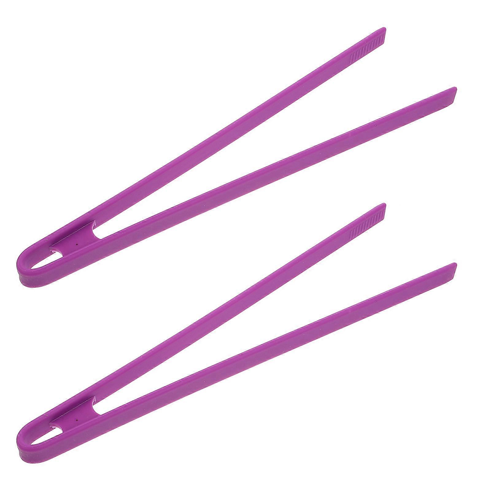 Silicone Barbecue Clip Compact Design for Buffet Use 29x7cm Purple 2Pcs