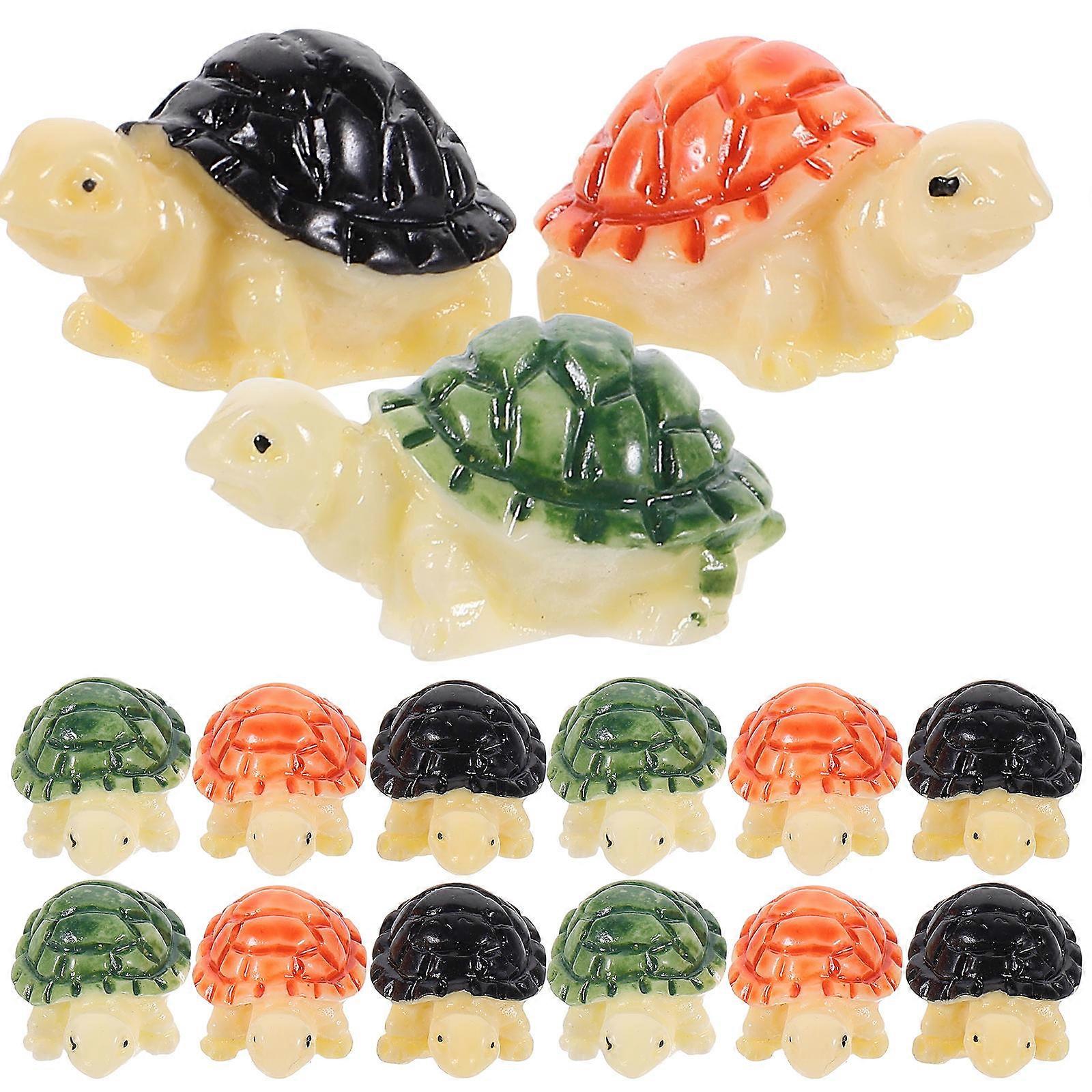 Miniature Turtle Statue Mini Turtle Figurine Fish Tank Decoration Ocean Animal Figurine Black Brown Home Decor 15Pcs