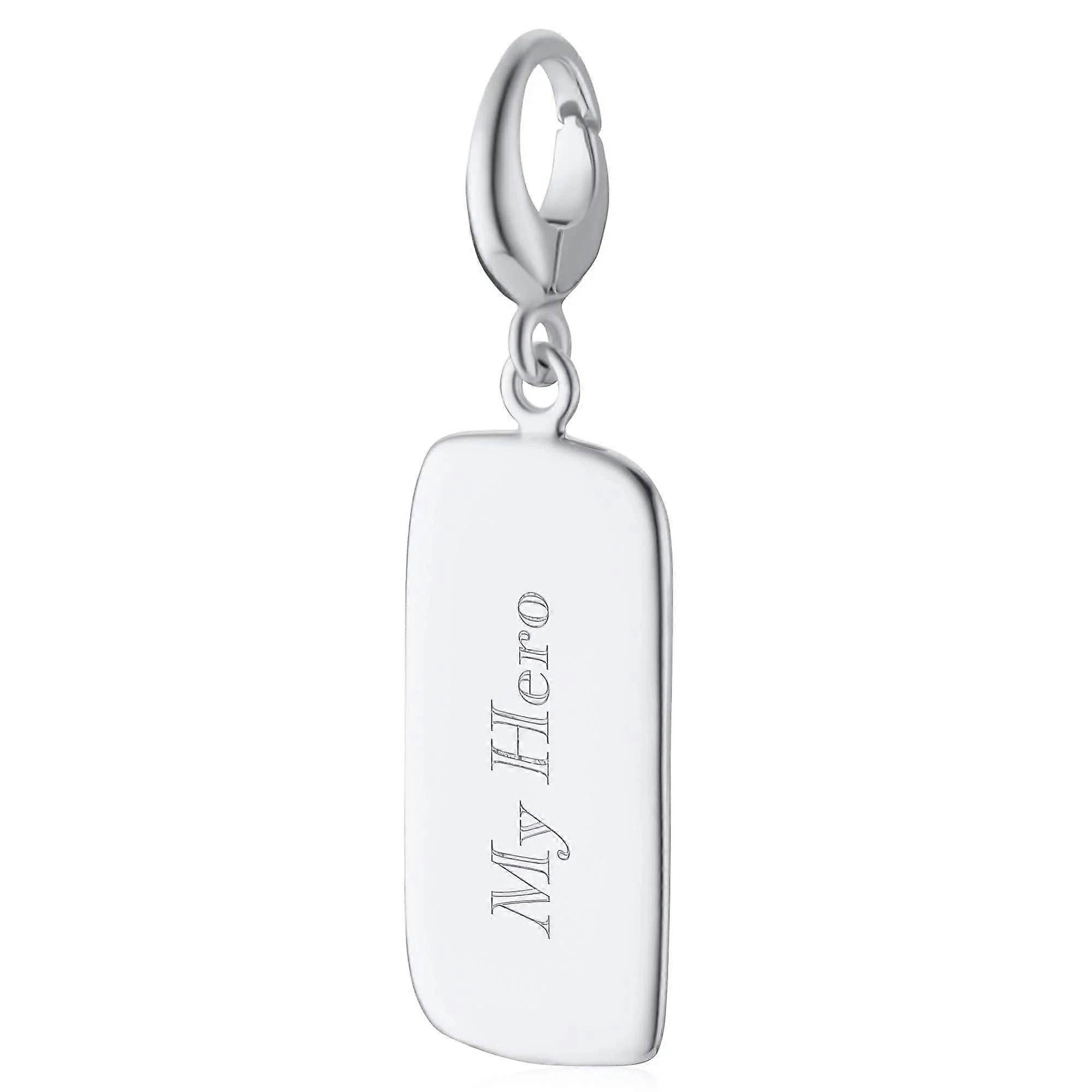 Engraved Silver Rectangle Tag Charm VCSTWS