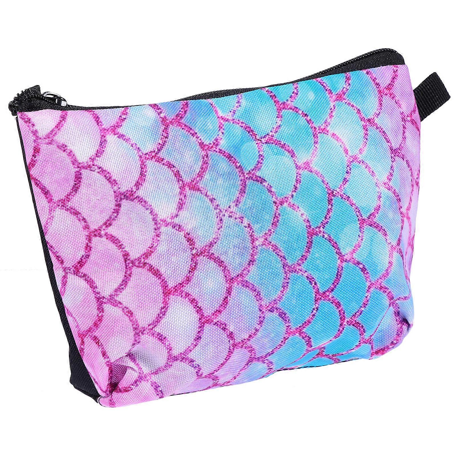 Makeup Storage Bag Portable Travel Makeup Bag Pattern Large Capacity Rectangular Style Polyester Material 1Set