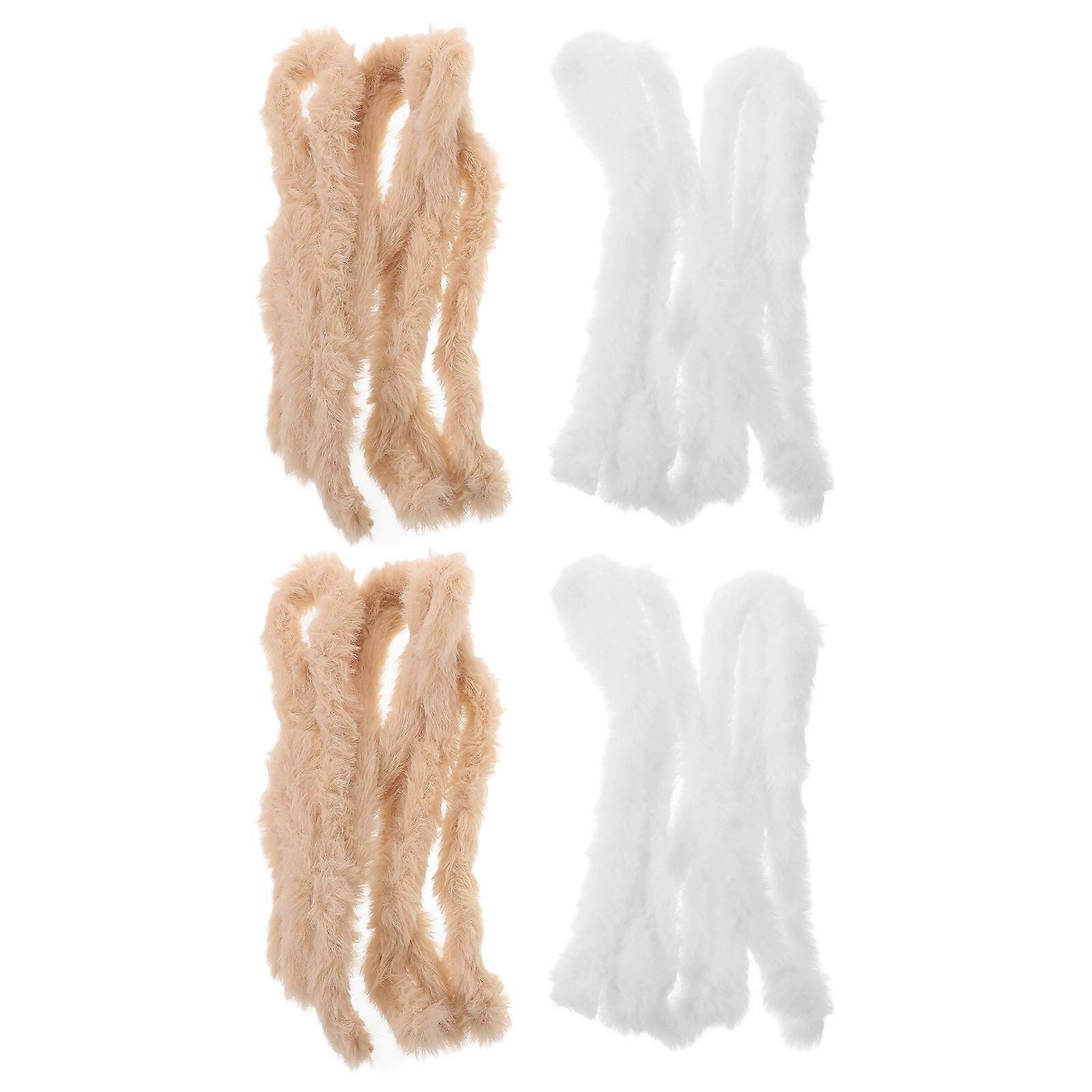 Thick Chenille Stems with Ultradense Simulated Rabbit – 4PCS Soft Fluffy Pipe Cleaners in White & Grey for Crafts, DIY Art Projects, and Decorative