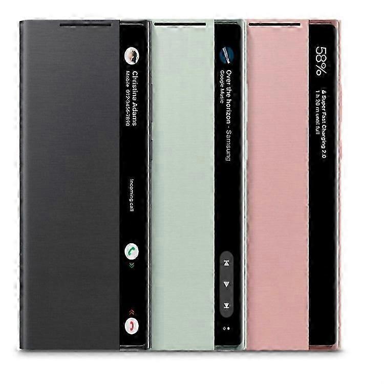 Applicable to Samsung note20ultra official mobile phone case note20 chip smart mirror mobile phone flip leather case black