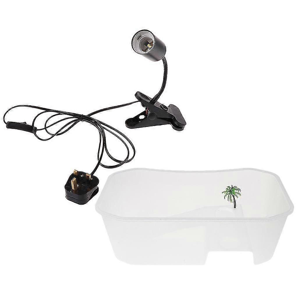 White Reptile Turtle Tank Vivarium Feeding Box with Lamp Holder Plug