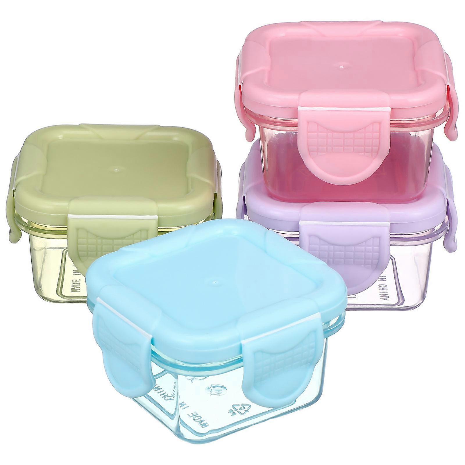 Kitchen Boxes Mini Food Storage Container Multi-Functional Sealed Preservation Storage for Snack Purple 4Pcs
