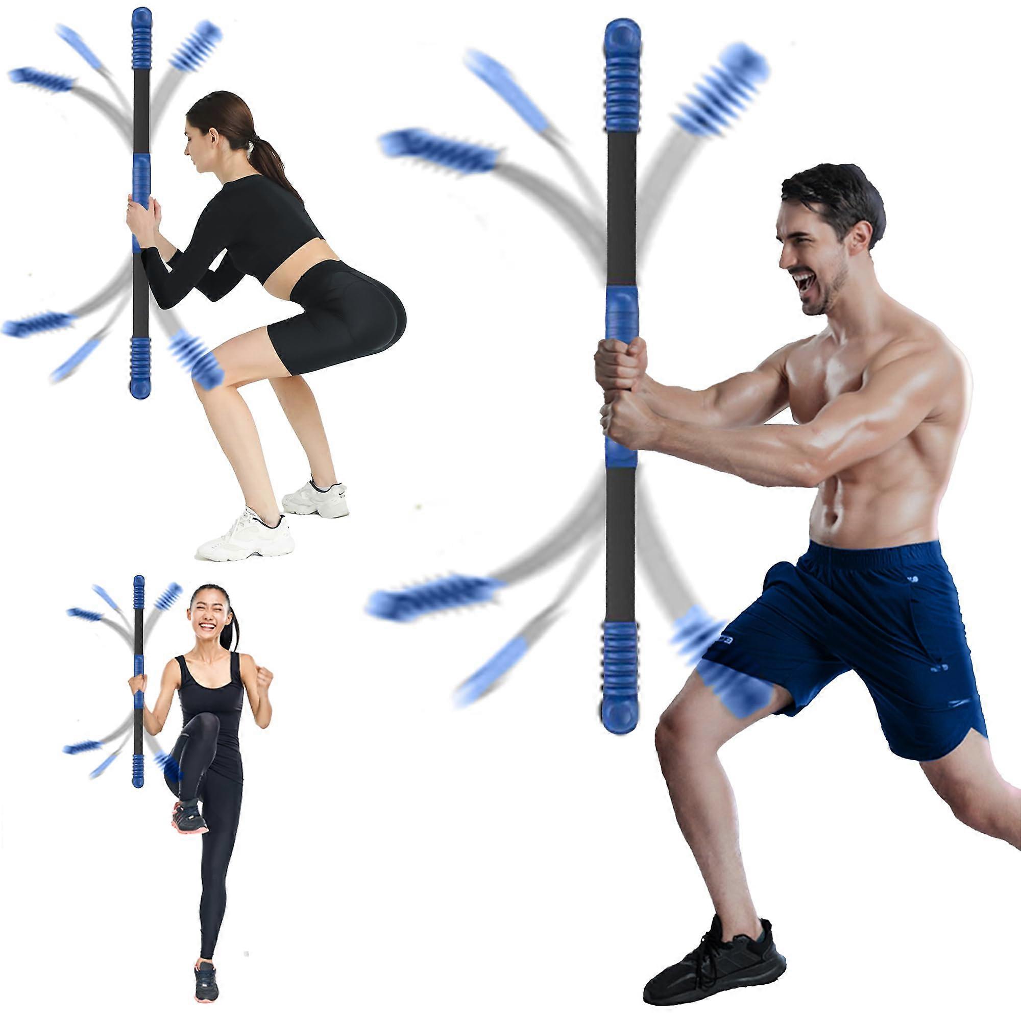 Elastic Fitness Bar for Core Strength, Adjustable Dumbbell Bar for Arm Twisting, Home Fitness Equipment for Men and Women, Blue