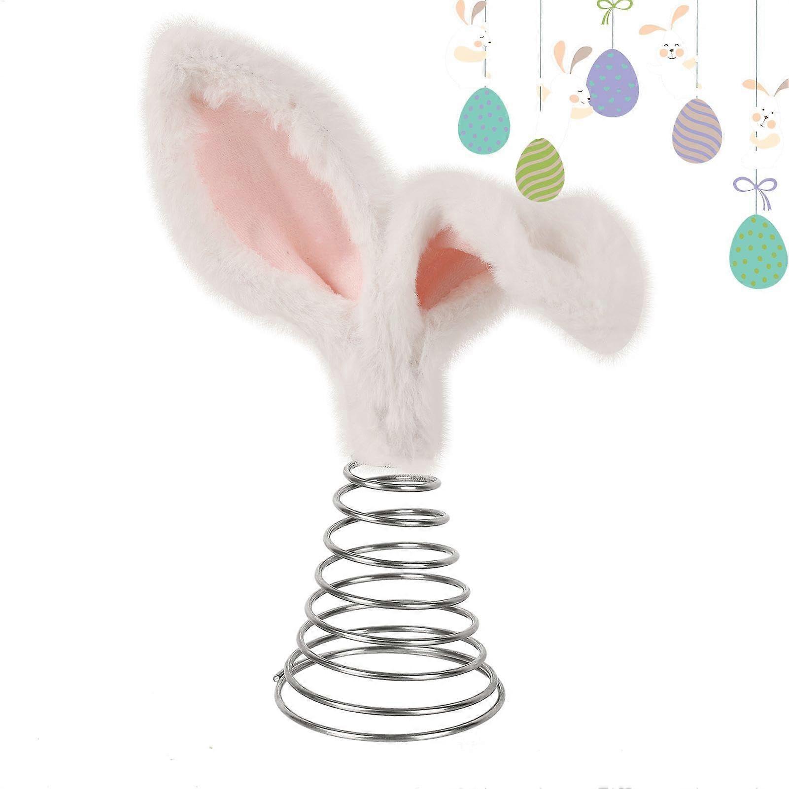 Plush Easter Bunny Ears - Christmas Tree Topper with Rabbit Ears for Spring Decoration - Plush Rabbit for Indoor and Outdoor
