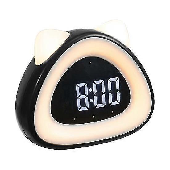 Cute Cat Ear Shape Digital Display Night Light Alarm Clock Temperature Monitor