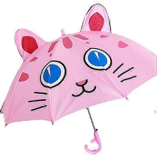 子供用傘、3D猫デザイン、女の子用、Ø 78 cm、ノベルティレインプロテクション、ピンク