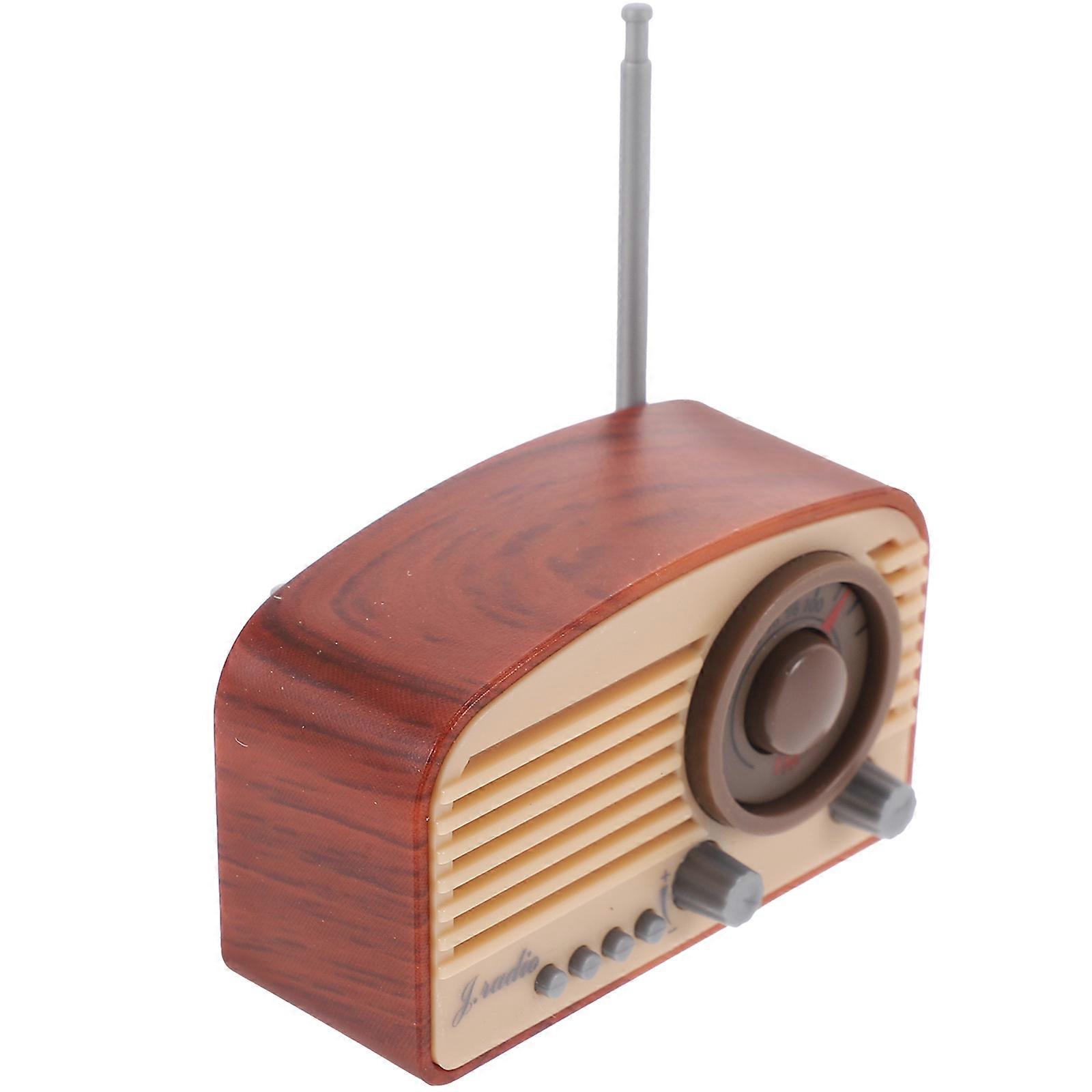 Mini Radio Figurine Vintage Accessory Toy House Accessory Rectangular 1Set