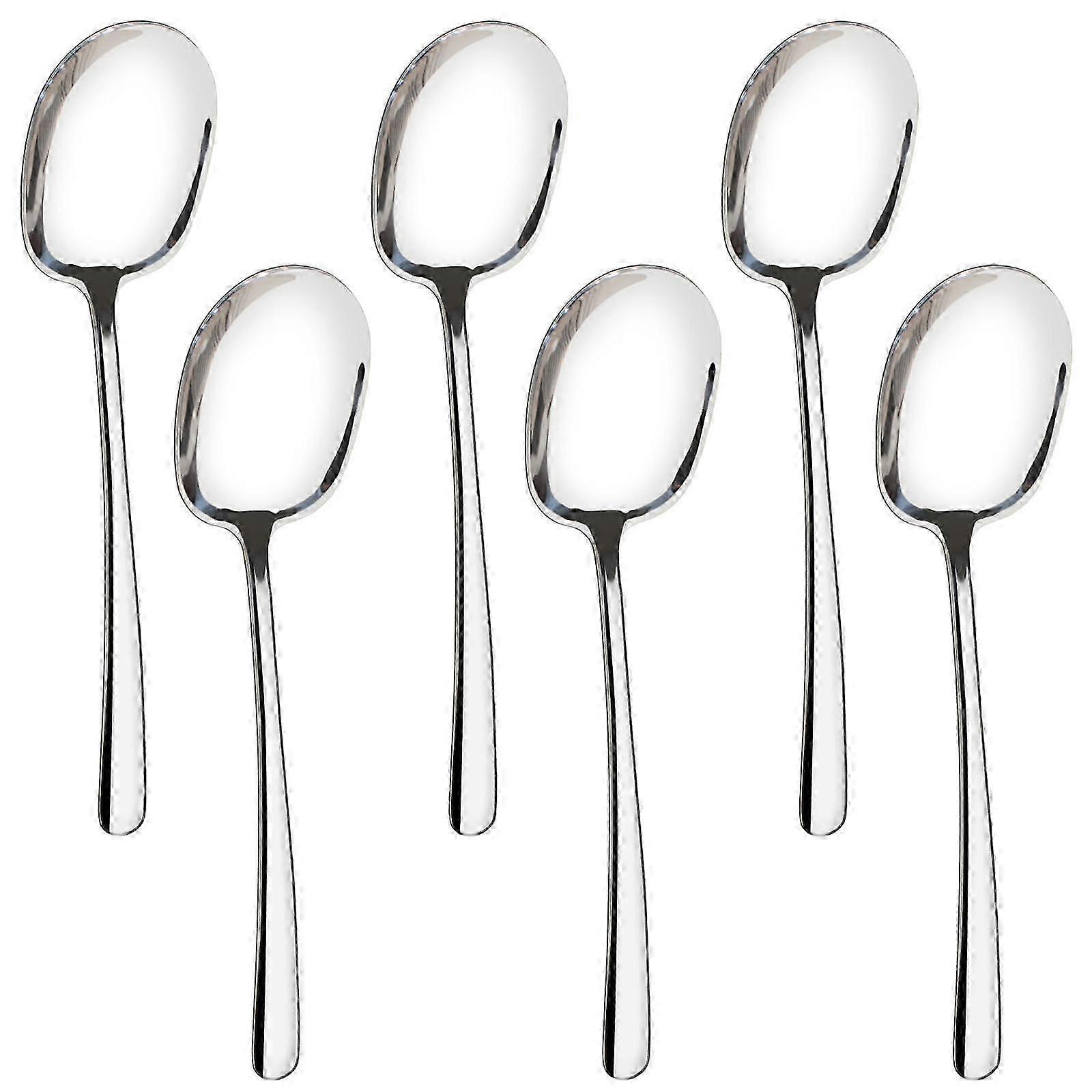 6 Set Extra Large Stainless Steel Serving Spoons for Buffet Use 11.4 Inch