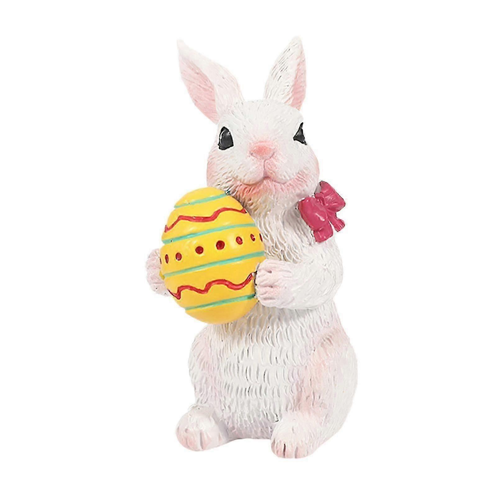 Easter Bunny Figurine with Carrot Egg for Indoor Office Lawn Display
