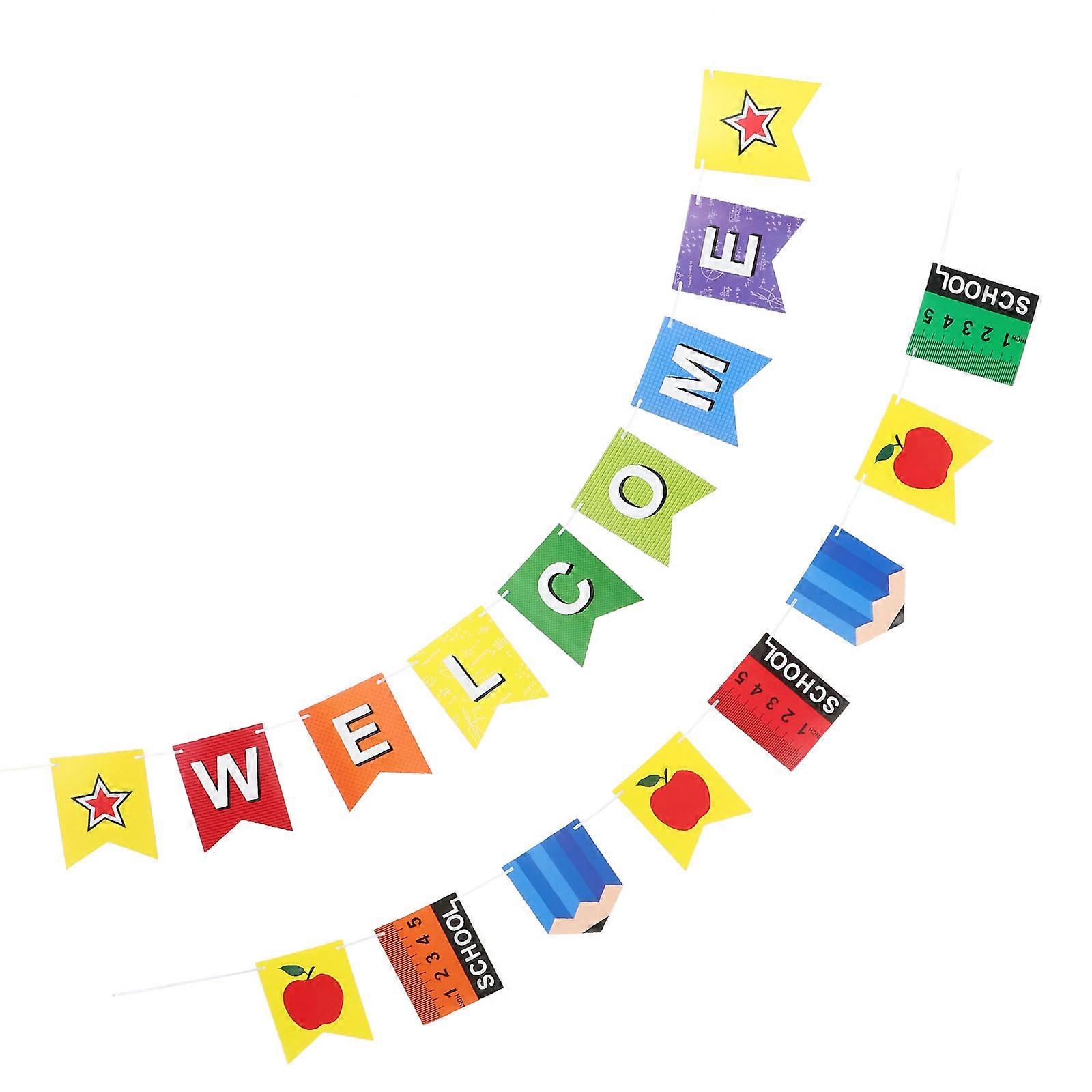 Welcome Bunting Pencil Decorations Multi Color Paper Material Back-to-School Party Scene Layout 1Set
