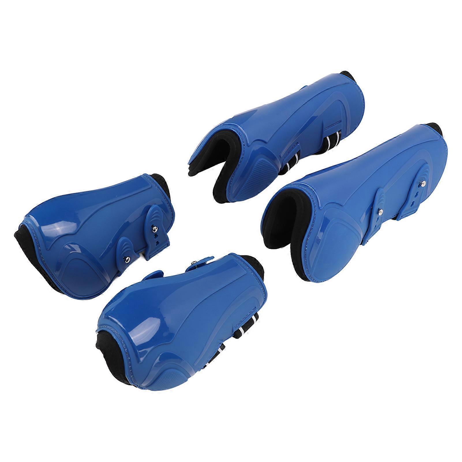 Horse Leg Boots PU Elastic Breathable Thickened Front Hind Horse Leg Protector for TendonBlue Set of Four XL