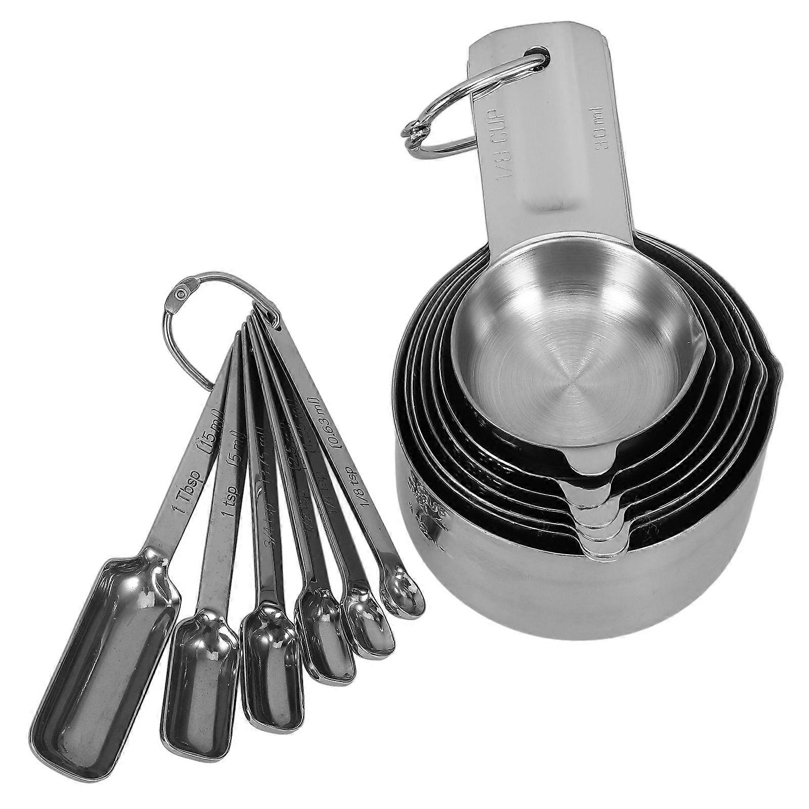 Baking Measuring Cups Spoons Set Accurate Measuring Tool Kitchen Tools 304 Stainless Steel Stackable Spout Design 1Set