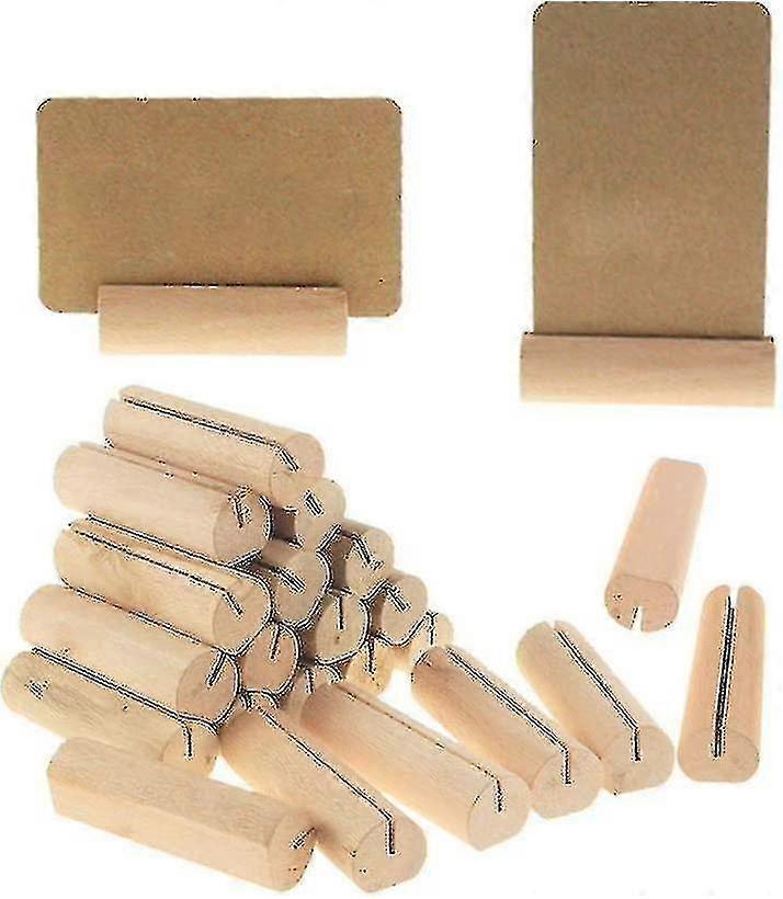 40 Pieces Wooden Round Stake Shape Table Number Holder Clip for Photo Card Memo
