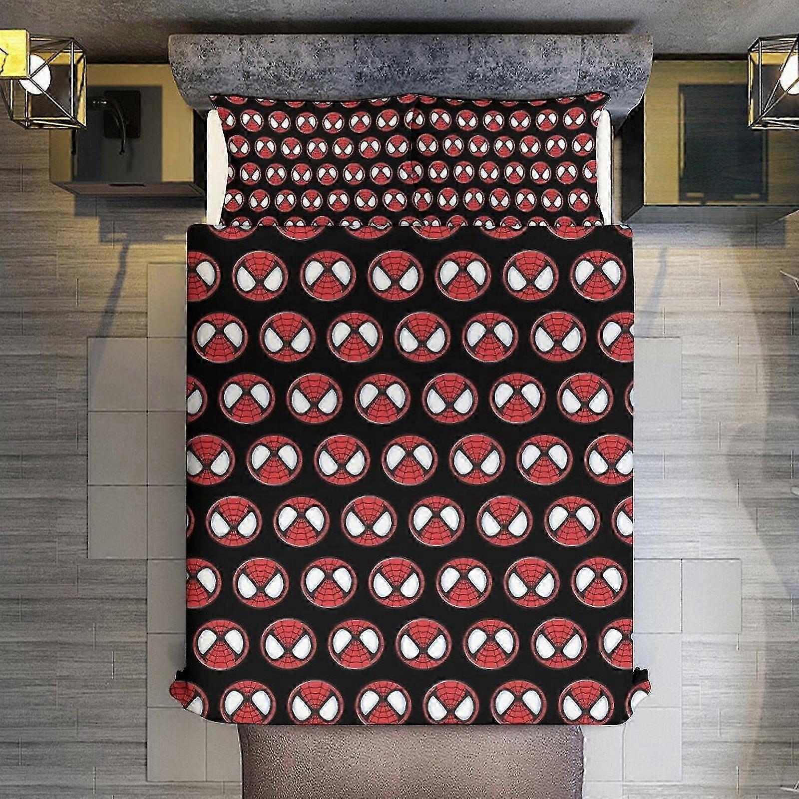 Bettwäsche Set Cartoon Superhero Kopf 3 Stück Bettbezug Set Full Size Super Soft Fade Resistant Mikrofaser 1 Bezug mit Reißverschluss und 2 Pillowc